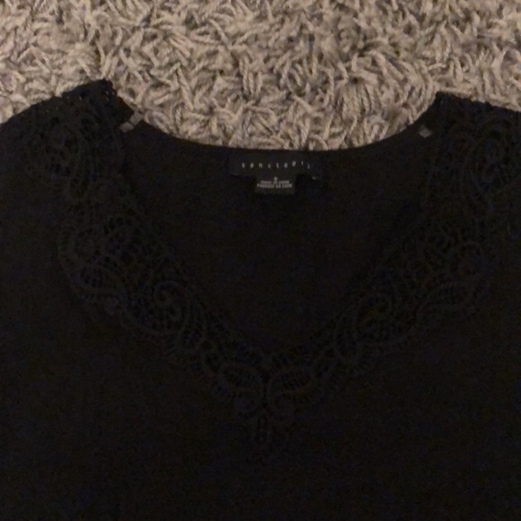 Black Sanctuary Shirt with a Lace Neckline - Picture 2 of 3